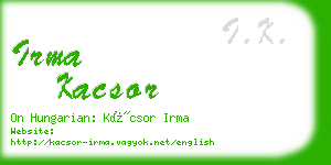 irma kacsor business card